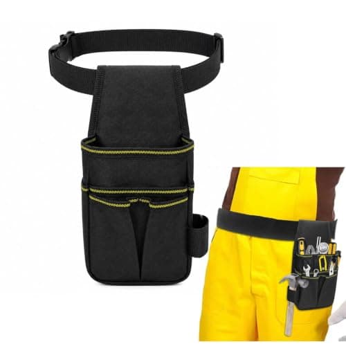 Heavy Duty Nylon Tool Belt Pouch, Durable Work Belt Pouch, Adjustable Waist Multifunctional Work Tool Belts with Multi Compartments, Water Resistant Tools Storage Pouchs