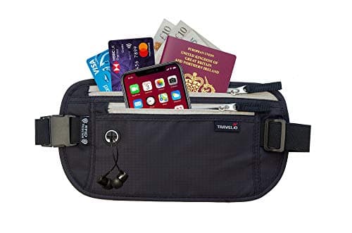 RFID Blocking Anti Theft Hidden Unisex Money Passport Holder Airplane Travel Waist Belt Fanny Bag (Black) — view 4