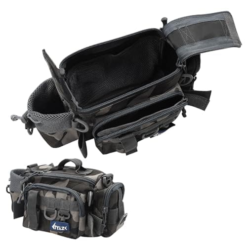 Auptiz Fishing Bag, Multi-Pockets Holdall Shoulder Waist Handbag, Holdall Camouflage Outdoor Carryall Fishing Tackle Bags for Outdoors Hiking Hunting Camping Travel (Light Camouflage) — view 6