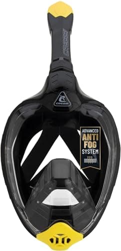 Cressi Bali Full Face Snorkel Mask - Panoramic Diving Mask - Dry-Top Snorkel Set for Adults - Leak-Free Scuba Equipment - Black / Yellow - L-XL — view 2
