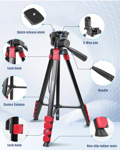 CAMBOFOTO Professional Tripod, Aluminum Alloy with Clamp and Carry Bag — view 2