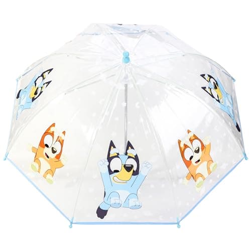TDL Kids Bluey Umbrella, Blue Lightweight Windproof Dome Umbrella for Boys and Girls, 69cm Clear POE Transparent Canopy with Easy Grip Hook Handle, Small & Compact, for Toddlers — view 3