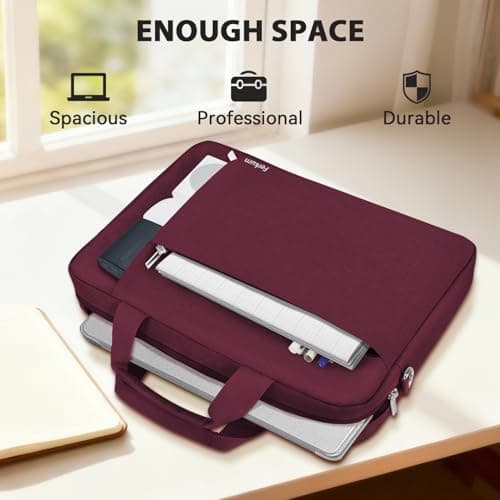 Ferkurn Laptop Bag Case for Women Men, Messenger Briefcase Computer Bag with Shoulder Compatible with Macbook Pro/Air, XPS Latitude, HP Pavilion, ASUS, Acer, Samsung, Red, 15 15.6 16 Inch — view 6