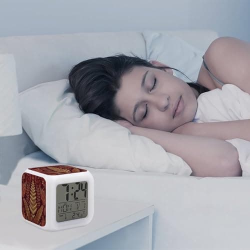 Rkklvbns Maroon Gold Pattern 7 Color Changing Alarm Clocks, Digital Clocks — view 5