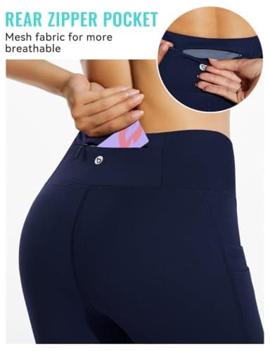 baleaf Women's Thermal Leggings Fleece Lined Water Resistant Legging High Waisted Winter Running Hiking Sports Trousers with Pockets Navy L — view 4