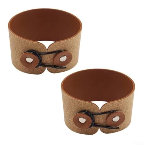 HOHOVYVY Travel friendly Coffee Cup Sleeves with Cork and PU Leather, Pack of 2 (brown)