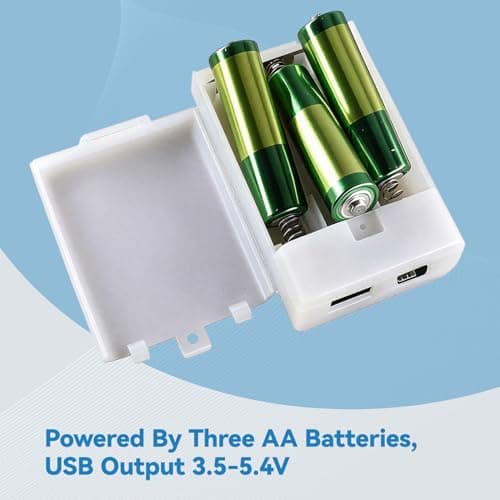 1 Pcs Battery Case Box with USB Port, 3 X AA Battery Power Bank, Battery Holder Case with On/Off Switch Cover for 4.5V LED Strip Lights, Fairy String Lights and Christmas Decorations (White) — view 4