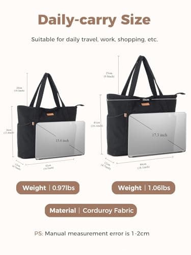 Lekespring Laptop Tote Bag for Women - Large Capacity Shoulder Bag with Zip and Pocket for College School Work Travel Shopping(Black) — view 3