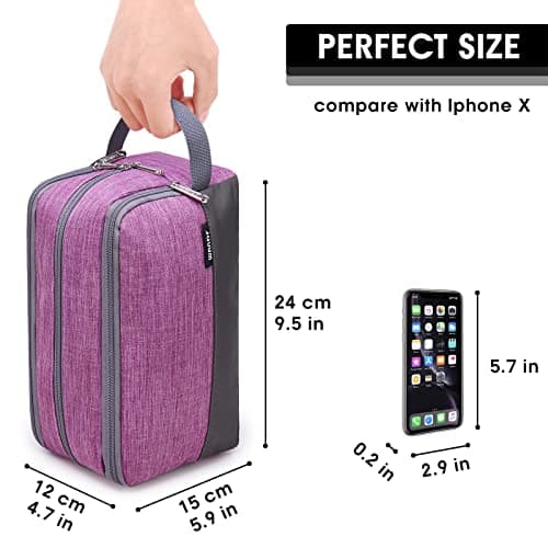 WANDF Toiletry Bag Water-Resistant Nylon Travel Wash Bag Lightweight Dopp Kit for Men and Women (A-Light Purple) — view 5