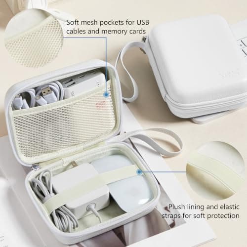 Linpr Portable Charger Case, Tech Electronic Organizer Bag, White, L — view 3