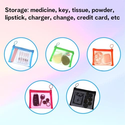5 Pack Small Zip Pouch,5 x 4 Small Travel Toiletry Bag Portable Mini Mesh — view 6
