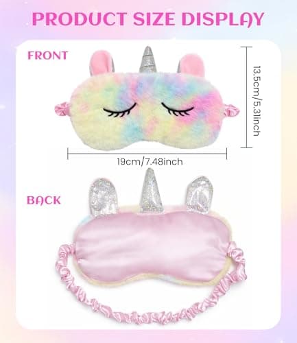 Eye Masks for Sleeping, Cute 3D Animal Eye Masks Plush Sleep Mask Cartoon Blindfold Eyeshade Travel Eye Cover for Girls Adult - Unicorn — view 2