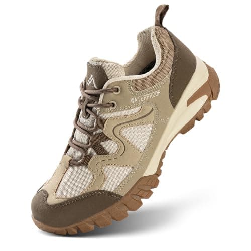 CC-Los Women's Waterproof Outdoor Walking Shoes Non-Slip Lightweight Hiking Beige Size 4.5