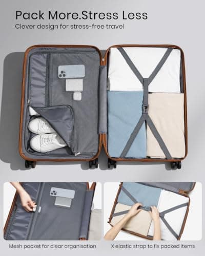Kono Cabin Hard Shell Suitcase, Lightweight ABS+PC Carry On Hand Luggage — view 5
