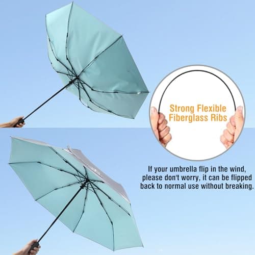 G4Free UPF 50+ UV Protection Travel Umbrella 42 Inch Sun Blocking Umbrella (Lake Blue) — view 3