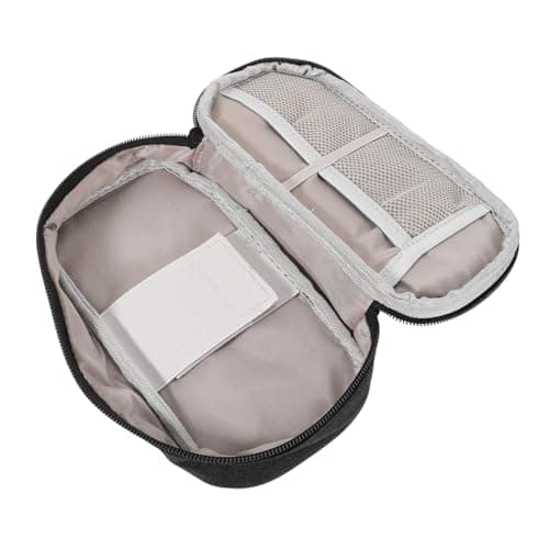 PAMINGONO Power Bank Pouch and USB Cable Organizer Case Zipper Made of Lightweight Wear-resistant Oxford Cloth, Portable Electronics Accessories Bag for Travel Charger and Data Cable Black