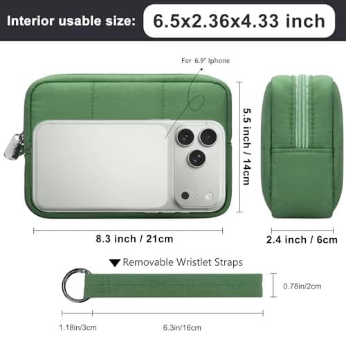 DOB SECHS Waterproof Mini Travel Makeup Carrying Case Wash Bags Cosmetic Bag Portable Electronics Accessories Organizer Wash Gym Shaving Bag (#25081-Green, Small) — view 2