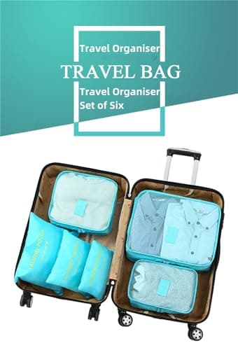Packing Cubes Set for Travel Suitcases, 6 Pcs Travel Organiser Packing Bags for Clothes Shoes Toiletries Travel Luggage Organizers Travel Essentials Bag (Brown) — view 3