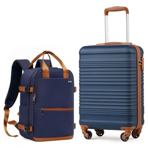 COOLIFE 55×35×20 Cabin Suitcase + 40x30x20cm Ryanair Cabin Bag EasyJet Set