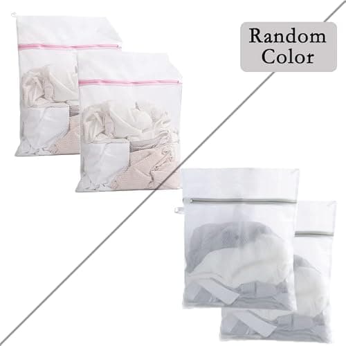 Mesh Laundry Bags with Zips for Washing Machine, 2 Pcs Random Color Durable Net Washing Bags Travel Laundry Bag (30x40cm) — view 2