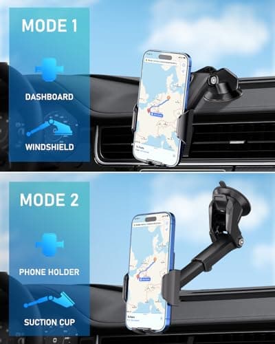 Hoppac Phone Holder for Cars, Ultra Strong Suction Car Phone Mount Cradle for Dashboard Windscreen, 360° Rotation & One Button Release, for iPhone Smartphone 4.0''-7.0'' — view 3