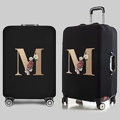 Initial Letter Printed Design Travel Trolley Case Cover Protector Washable Suitcase Cover Luggage Storage Covers for 18-28 Inch Luggage Cover (L (26-28 inch Luggage), gold M) — view 3