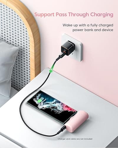 Kuulaa Mini Power Bank 4500mAh,PD 16W Ultra Compact Portable USB C Charger,Small Portable Charger Compatible with Samsung Huawei Xiaomi OPPO Oculus Quest Games Android Switch etc (Pink) — view 3