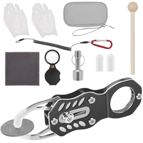 Pocket Pinger Coin Tester, Silver Gold Testing Kit,Portable Gold and Silver Changes Resonance Testing Tool with Hammer and Magnifying Glass for Collectors