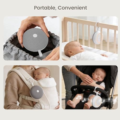 Portable White Noise Machine Baby with Bluetooth, 30 Soothing Sounds & 10 Night Light Mode, Rechargeable Baby Sound Machine with Clip for Stroller & Nursery, Timer Sleep Aid for Travel & Adults — view 6