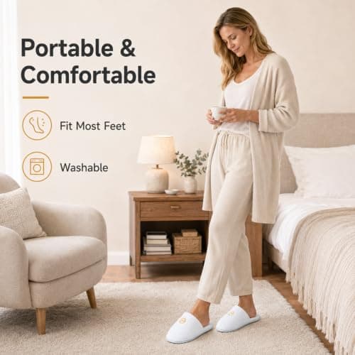 Iyxeo 6 Pairs Large Men Disposable Hotel Slippers, Coral Fleece Guest Slippers UK Size 9 for Spa Travel Wedding — view 5