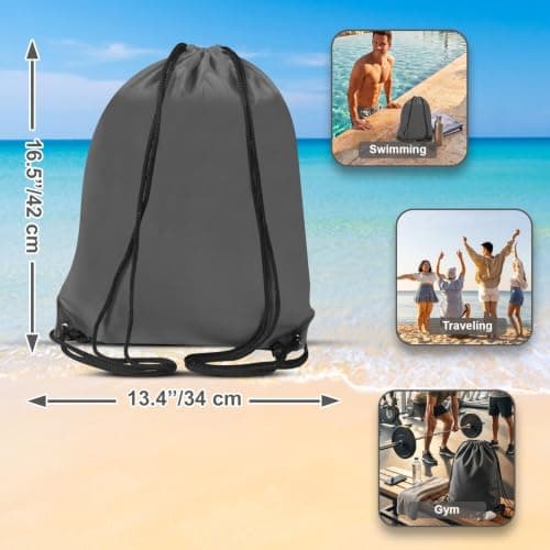 WESTWOOD FOX Drawstring Gym Bag String Bags Gym Sack Backpack PE Bags for Women Men Trainer Swimming Bag Travel Beach School Holidays Suitable for Sports,kids,Boys,Girls (Grey) — view 6