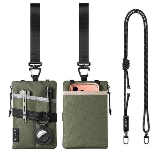 VULKIT Minimalist Travel Wallet RFID Blocking with Lanyard and Wrist Strap