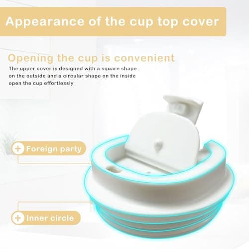 Senshuomy Travel Mug, Insulated Coffee Cup with Leakproof Lid, Reusable Coffee Cups Travel Cup, Stainless Steel thermaol Mug for Hot Cold Drinks (White 380ml) — view 4