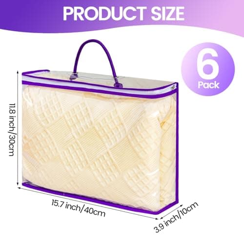 ZMShenMa 6 Pcs (16 * 12 * 4 inches) Zippered Plastic Storage Bags, Wardrobe Linen Sweater And Other Clothing Storage Bags. (Purple) — view 3