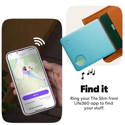 Life360 Tile Slim - Wallet Finder, Bluetooth Tracker and Item Locator for Luggage Tags, Passports and More. Both iOS and Android Compatible. Phone Finder. 1-Pack (Aqua Lemon) — view 4