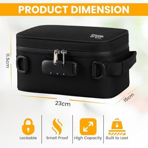 Smell Proof Bag with Lock | Odor Control Travel Organizer | Activated Carbon Smell Proof Container with Accessories | 3 Resealable Bags, 2 Airtight Storage Tubes, Tray & Glass Jar | 12-Month Warranty — view 2