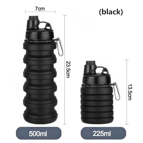 Dontinhu Collapsible Water Bottles 5 Pack Travel Sports Portable Water Bottle Reusable Water Bottles 500ml silicone Water-proof camping water bottle. (Colorful) — view 3
