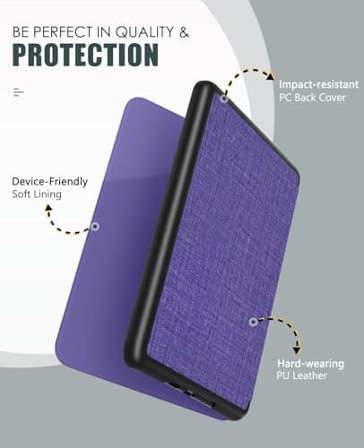 MoKo Case for 7" Kindle Paperwhite 12th Gen&Colorsoft 2024,Denim Purple — view 3