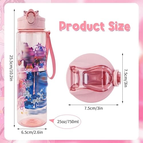 Heartsking K Pop Water Bottle for Girls, Pink Reusable Plastic Water Bottle with Straw for Sports and Travel Drinkware Merch Gift for Girls Fans Teens Party Birthday — view 2