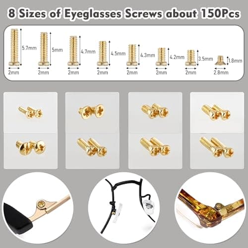 NICECONE Gold Eyeglass Repair Kit 150PCS - Glasses Repair Tool Set — view 2