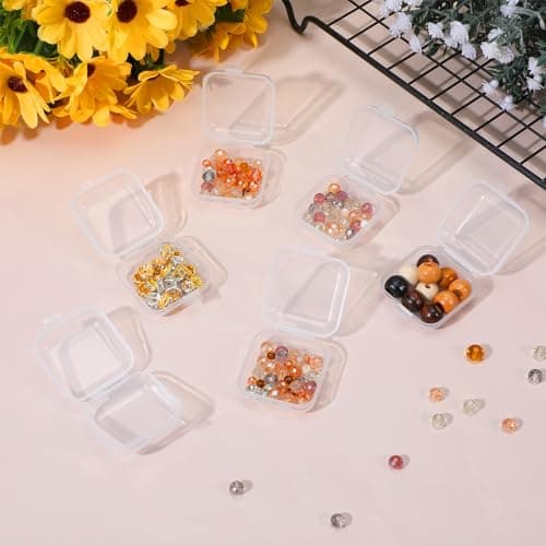 Sorcristy 6 PCS Mini Clear Storage Boxes, Earplug Case Organizer, Plastic Box Set, Mall Portable Square Bead Storage Box Organizer for Small Items, Beads, Jewelry, Crafts (1.34×1.34×0.7 Inches) — view 3