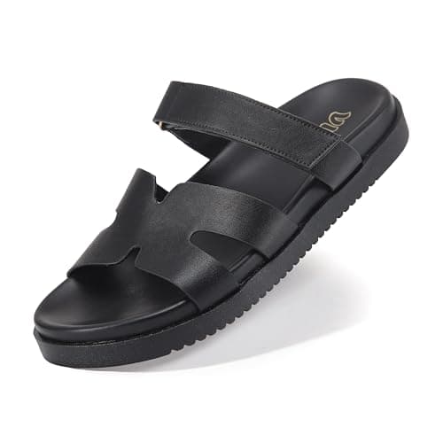 VIVASHOES Women’s Chunky Flat Sandals with Adjustable Strap - Lightweight Slide Sandals for Ladies - Minimalist Summer Sandals for Casual Holiday Beach Walking Wear - Black UK 5 — view 2