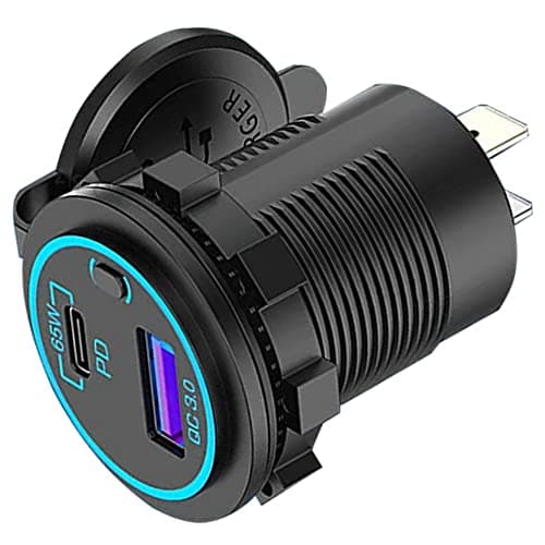 MRNHA 65W PD 12V USB Outlet for Laptop USB C Car Charger Socket Multi Port Outlet Waterproof Adapter for Car Boat Truck — view 6