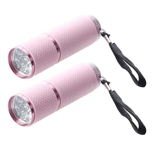 Iegefirm 2X Outdoor Mini Pink Rubber Coated 9-LED Flashlight Torch