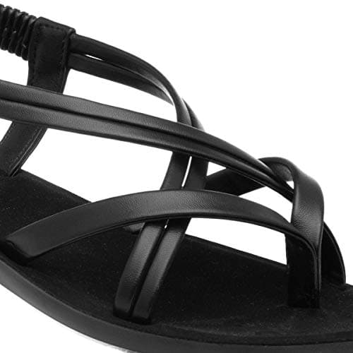 Lilley Womens Black Flat Strappy Toe Post Sandal - Size 6 UK - Black — view 6