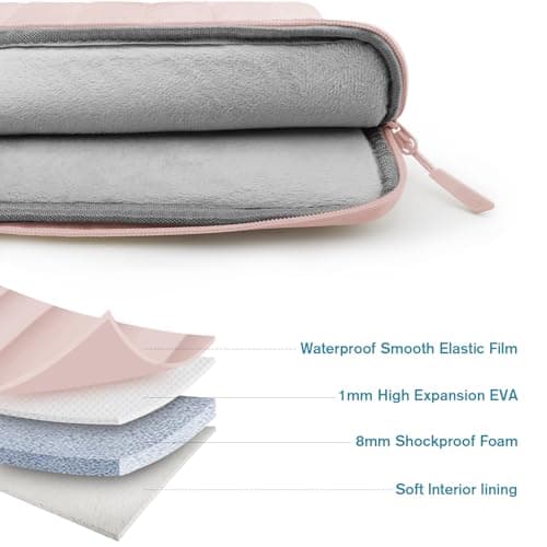 TECOOL Puffy 14 Inch Laptop Sleeve Protective Laptop Case 14 Inch,Pink — view 6