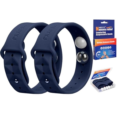 MEIYYJ Travel Sickness Bands for Adults and Kid Adjustable Acupressure Anti Nausea Wristbands for Motion & Morning Sickness Relief bands for Pregnant Wowen Natural Relief of Nausea Headaches-Dark Blue