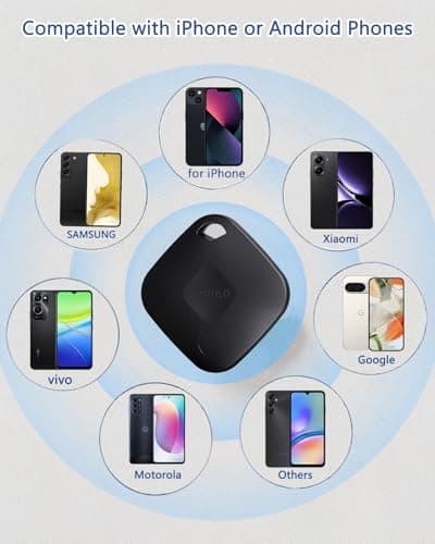 Yipoyilo Dual System Air Tracker Tag, Bluetooth Tracker Work with Apple Find My and Google Find Hub for iPhone iOS Android, Item Tracker for Luggage Key Bags etc 4 Pack Pure Black — view 3