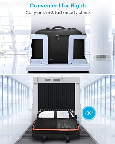 HOMIEE Easyjet Cabin Bags 22-40L Expandable Travel Backpack 45x30x17 Underseat Carry On Backpack Flight Approved Hand Luggage Suitcase 15.6 Inch Laptop Rucksack Casual Daypack School Bag Black — view 3