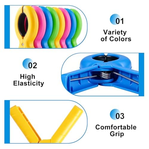 8 Pack Towel Clips for Sun Loungers, Extra Strong 4 Inch Beach Towel Clips, Non Slip Beach Towel Clips for Sun Loungers, Windproof Laundry Pegs for Towels, 4 Bright Colours — view 3